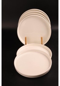 Resim Bambum 6'lı Handmade 20 Cm Beyaz İnci Pasta Tabak Seti - Tatlı Tabağı Seti 