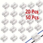 Resim 20/50 Adet Bahar Tel Bağlantı Elemanı, 5A 220V 2 Pin Hızlı Basmalı Kablo Konnektörü Beyaz Kablolama Terminali 