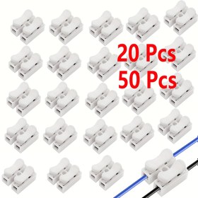 Resim 20/50 Adet Bahar Tel Bağlantı Elemanı, 5A 220V 2 Pin Hızlı Basmalı Kablo Konnektörü Beyaz Kablolama Terminali 