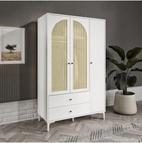 Resim ROSEPAL Diamond 3 Kapaklı 2 Çekmeceli 9 Bölmeli Beyaz Dolap 