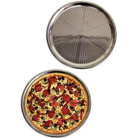 Resim Delikli Çelik Pizza Ve Lahmacun Tepsisi Orta Boy -32 Cm Siyah 