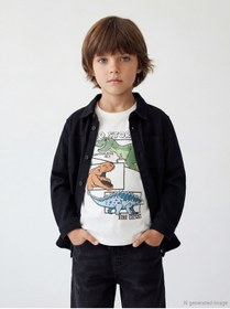 Resim LC Waikiki Elsiva Collection Siyah Erkek Çocuk Gabardin Gömlek ve Tişört 