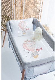 Resim Lilabio %100 Pamuk Saten İsme Özel İsimli 70x120 Park Yatak Nevresim Seti Balon 