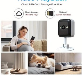 Resim Willowhaven A6-3 1080p Çocak Kamerası İki Yönlü Ses Gece Görüşü Hareket Algılama Usb Güç 