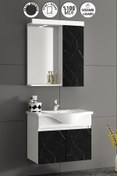 Resim ÖZCEDEN Yıldız 55 cm Beyaz-Royal Mermer MDF Seramik Lavabolu Asma Banyo Dolabı Takımı 