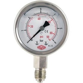 Resim Simga -1-0 Bar Çap Ø52 Mm Alttan Bağlantılı Gliserinli Vakummetre 