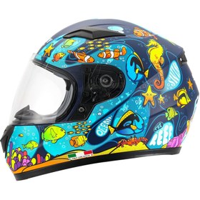 Resim Sway 815K Full Face Şeffaf Vizör Çocuk Motosiklet Kaskı L Beden Ocean Black Blue 