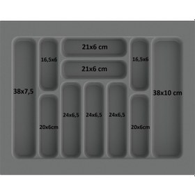 Resim Çekmece İçi Kaşıklık Ve Kepçelik Düzenleyici Antrasit 62x49 Cm 55x40 Cm Kadar Kesilebilir Antrasit 