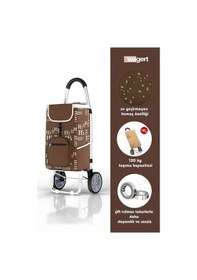 Resim Pazar Arabası Metal Tekerlekli Pazar Arabası Kahverengi 