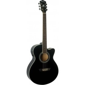 Resim Washburn EA12B Mini Jumbo Elektro Akustik Gitar - Siyah (Profesyonel - Festival Serisi) | Dar Kasa (Mini Jumbo), Ihlamur Gövde, Dahili Preamp ve Akort Cihazı | Ölçüler: 648 mm Skala Uzunluğu 