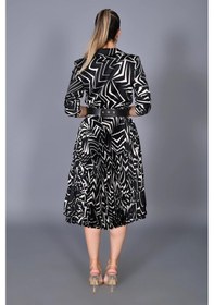 Resim Modatalika Kadın Saten Kumaş Piliseli Kemerli Midi Boy Özel Tasa 001 