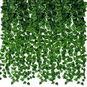 Resim 12/24 adet Yapay Sarmaşık Yaprak Çelenk - Ev, Düğün, Parti, Bahçe ve Duvar Dekoru için Plastik Sahte Asılı Sarmaşık Bitkileri - Güç Gerektirmez, Canlı Yeşil Yapraklar, İç ve Dış Mekan Dekoru|Sarmaşık Dekoru|Yapay Sarmaşık Yaprakları, Sarmaşık Çelenk 