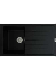 Resim Polex Cristalüx Granit Evye P-03 Siyah Tezgah Altı Ve Tezgah Üstü Mutfak Evyesi 85x49.5 CM 