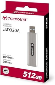 Resim Transcend 512GB USB 10Gbps 1050/950MB/s Gizlenebilir Başlıklı Taşınabilir Metal Kasa SSD TS512GESD320A 