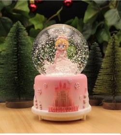 Resim Frozen Elsa Işıklı Ve Müzikli Kar Küresi Büyük Boy - Pembe 