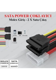 Resim İkili Sata Power Çoklayıcı Bakır Kablo 
