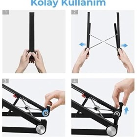 Resim Skygo Bix X1 Laptop Sehpası, Katlanabilir, Tablet Sehpası, Alüminyum Alaşım, Online Sınıf Çalışması, Duruşu Iyileştirme, Isı Dağılımı, iPad ve 10-15,6 Inç Olan Tüm Cihazlar ile Uyumlu. Siyah 