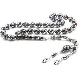 Resim 925 Ayar Gümüş Püsküllü Gümüş-Firuze-Mercan Arpa Kesim Erzurum Ol N11.977 