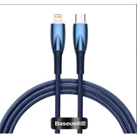 Resim Baseus Glimmer Series Mavi CADH000003 1mt 20W Type-C to Lightning Şarj Kablosu Örgülü 
