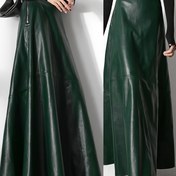 Resim Yan Fermuarlı PUPU Kadın PU Deri Yüksek Bel Etek - Düz Renk Uzun Resmi & Günlük Etek, Orta Esneklik Tüm Sezonlar İçin Şık Karın Kontrol Tasarımı, Çok Yönlü Moda, Pürüzsüz Doku 