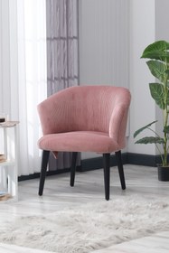 Resim Model Concept BERJER Tekli Koltuk,Konforlu,Şık,Pembe Kadife Kumaş,Siyah Ahşap Ayak 