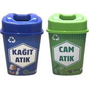 Resim dilekstores Sıfır Atık Geri Dönüşüm Atık Kutusu 2'li Set-60 Lt Kargo Dahil 