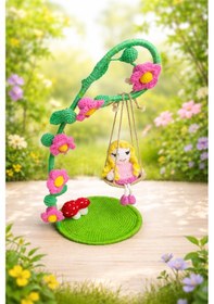 Resim Çiçekli Salıncakta Amigurumi Bebek Özel Tasarım Hediye 0 