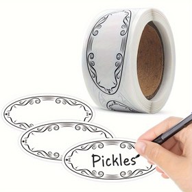 Resim 150 Adet Oval Boş Beyaz Etiketler - Fiyatlandırma, Kırtasiye ve Düzenleme için Kendinden Yapışkanlı Kağıt Etiketler, Parlak Kaplama, Tek Kullanımlık Mühür Etiketleri, El Sanatları ve Hediye Etiketleri 