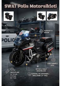 Resim Swat Polis Motorsikleti Sürtünmeli Hareketli Gidonlu Oyuncak Motor Çok Renkli 