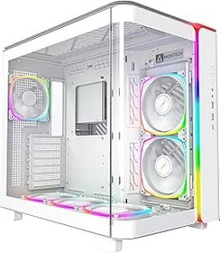 Resim MONTECH King 95 PRO Çift Odacıklı ATX Orta Kule PC Oyun Kasası, Yüksek Hava Akışı, Aletsiz Paneller, Sağlam Kavisli Temperli Cam Ön, Altı ARGB PWM Fan Fan Hub, King 95 PRO Beyaz ABD 