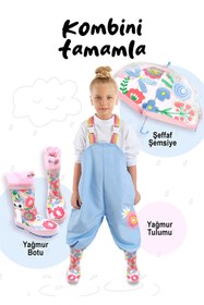 Resim Denokids Çiçek Desenli Kız Çocuk Şeffaf Şemsiye 