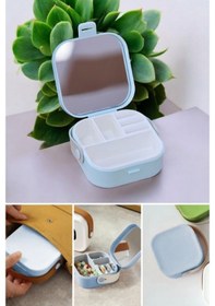 Resim Piev House By House Çanta İçi Aynalı Mini Makyaj Takı Kutusu Mavi 