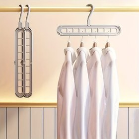 Resim 5'li Paket Ağır Hizmet Tipi Katlanır Kıyafet Askısı - 9 Delikli Organizatör, Yer Tasarrufu Sağlayan Dolap ve Gardırop Askıları, Üst Üste Dizilebilir Garaj ve Çamaşır Depolama, Dayanıklı Plastik Yapı, Ev veya Ticari Kullanım İçin Çok Amaçlı Askılar, Şık Tasarım, Sağlam Yapı, Fonksiyonel Tasarım 