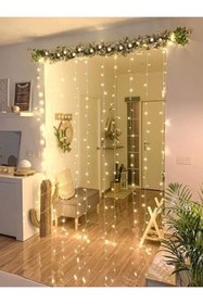 Resim E Elmas Perde Dekoratif Led Işık 3 Metre Sarı Fişli 