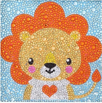 Hombey Çocuklar İçin Dıy Tam Diamant Boyama Seti - Özel Şekil Taşlar, 15x15cm Kanvas Çerçeve Yok Kırmızı - Siyah