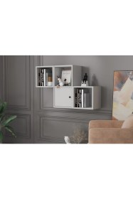 Resim Nettrends Kitaplikli Kapakli Duvar Rafi Beyaz 100 cm DVR-1032-Ç 