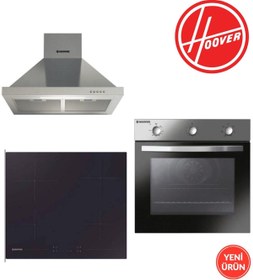 Resim Hoover 3'lü İnox Ankastre Set (HON602X-TN -HH64CCB Siyah Vitroseramik Cam OCAK- HCH6MXTK Davlumbaz - 