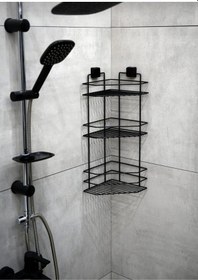 Resim Hagenömür Boyu Paslanmaz Yapışkanlı Banyo Köşeliği Siyah Çok Renkli 