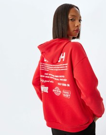Resim Arkası Baskılı Sweatshirt Kapüşonlu Şardonlu Rahat Kalıp 