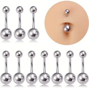 Resim 10/30 adet Paslanmaz Çelik Göbek Halkası, 14 Gauge Göbek Piercing Vücut Takısı, Günlük ve Parti Kullanımı İçin Şık Stil 