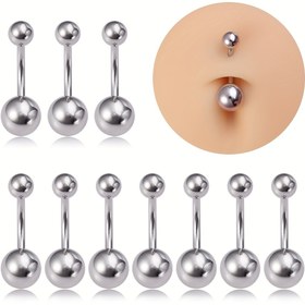 Resim 10/30 adet Paslanmaz Çelik Göbek Halkası, 14 Gauge Göbek Piercing Vücut Takısı, Günlük ve Parti Kullanımı İçin Şık Stil 