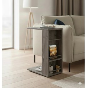 Resim Ayz Pintya C Tipi Koltuk Yanı Sehpası Dergilikli Laptop Kahve Yan Sehpası Cafe Legna - Antrasit 