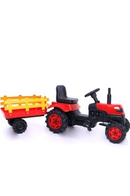 Resim Genel Markalar Pedallı Oyuncak Kırmızı Römorklu Traktör Pedallı Araba 