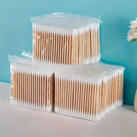 Resim 1200/600/100 adet Çift Uçlu Bambu Pamuklu - Kokusuz, Hipoalerjenik Kulak ve Makyaj Temizleme Pamukları, Kişisel Bakım için Çok Amaçlı Tek Kullanımlık 