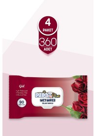 Resim Pedo Gül Kokulu Islak Mendil 90'lı 4 Paket 