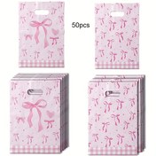 Resim 50 Adet/Set, Sevimli Fiyonklu Küçük Hediye Çantaları, 16.0cm*24.89cm Küçük Tote Paketleme Çantaları. 