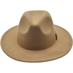 Resim Uniquetrenders Kadın Panama Kaşe Fötr Şapka Camel 