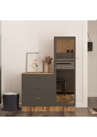 Resim Robin Home Lyana Aynalı Şifonyer Gardırop Çam-Gri 