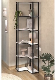 Resim 6 Raflı Kitaplık Dekoratif Kitaplık Metal Kitaplık Ofis Kitaplığı Aksesuar Rafı Sardes Beyaz Beyaz 