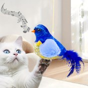 Resim Gerçekçi Kuş Sesli Etkileşimli Kedi Oyuncağı 1 adet - Pil Gerektirmez, Asılabilir ve Çıkarılabilir Oynama - Yapay Polyester Tüy, Kedi Oyuncakları için Aksesuarlar, Tüm Kedi Irkları için Simüle Edilmiş Sesli Kuş Oyuncağı 